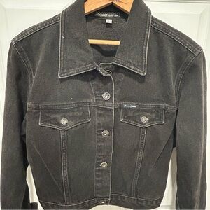 Vintage 90's GUESS Jeans Women's Black Denim Trucker Jacket Cotton Size Large